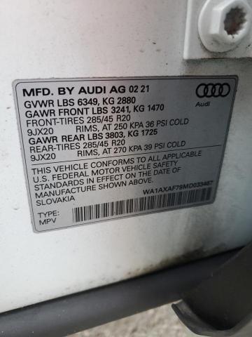 WA1AXAF79MD033467 - 2021 AUDI Q7 PREMIUM WHITE photo 13