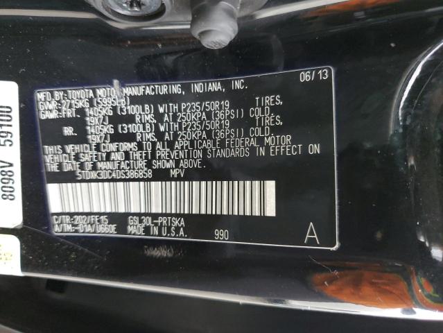 5TDXK3DC4DS386858 - 2013 TOYOTA SIENNA SPORT BLACK photo 13