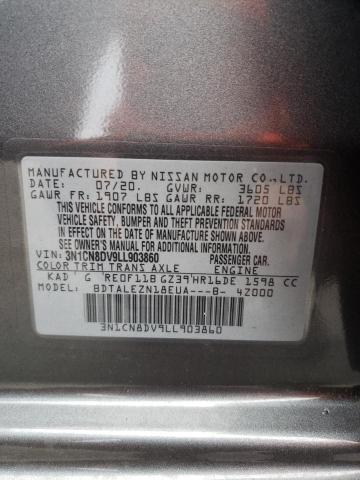 3N1CN8DV9LL903860 - 2020 NISSAN VERSA S GRAY photo 12