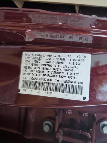 1HGCP26359A133139 - 2009 HONDA ACCORD LX BURGUNDY photo 12