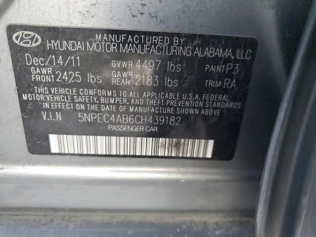 5NPEC4AB6CH439182 - 2012 HYUNDAI SONATA SE SILVER photo 12