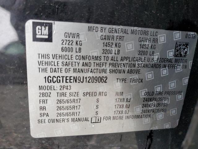 1GCGTEEN9J1209062 - 2018 CHEVROLET COLORADO ZR2 BLACK photo 12