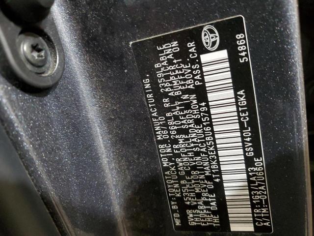 4T1BK3EK5BU615794 - 2011 TOYOTA CAMRY SE ნაცრისფერი ფოტო 13