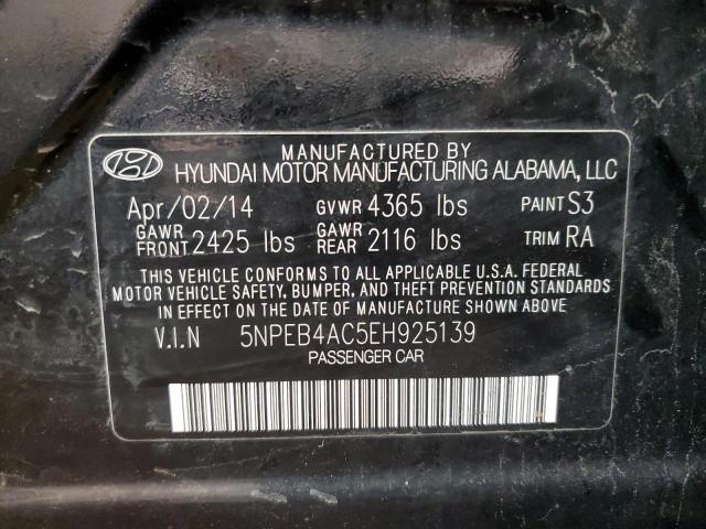 5NPEB4AC5EH925139 - 2014 HYUNDAI SONATA GLS BLACK photo 12