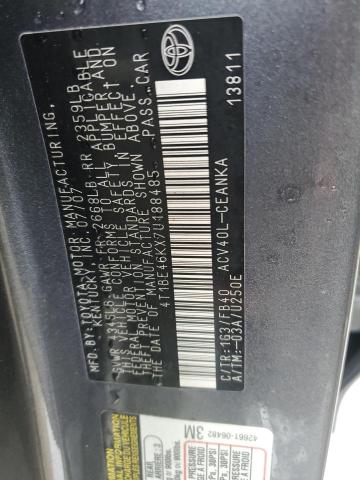 4T1BE46KX7U188485 - 2007 TOYOTA CAMRY CE GRAY photo 12