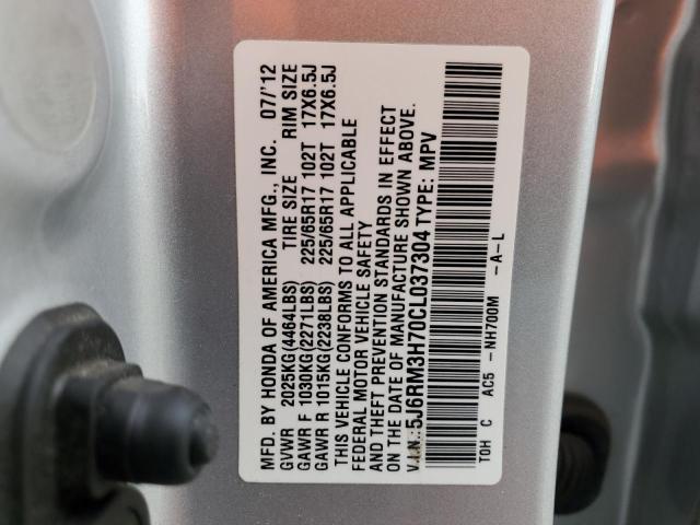 5J6RM3H70CL037304 - 2012 HONDA CR-V EXL SILVER photo 12