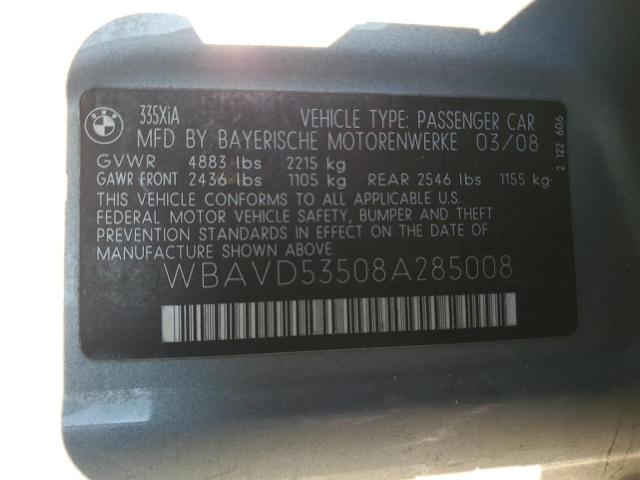 WBAVD53508A285008 - 2008 BMW 335 XI GRAY photo 13