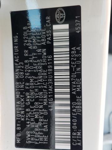 4T1G11AK3RU189116 - 2024 TOYOTA CAMRY SE NIGHT SHADE WHITE photo 12