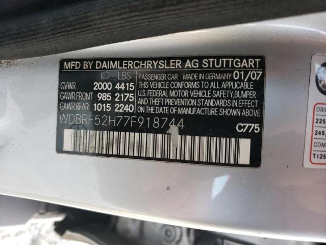 WDBRF52H77F918744 - 2007 MERCEDES-BENZ C 230 SILVER photo 12