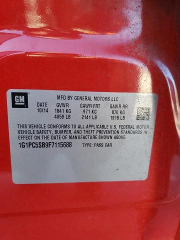 1G1PC5SB9F7115688 - 2015 CHEVROLET CRUZE LT 红色 照片 13