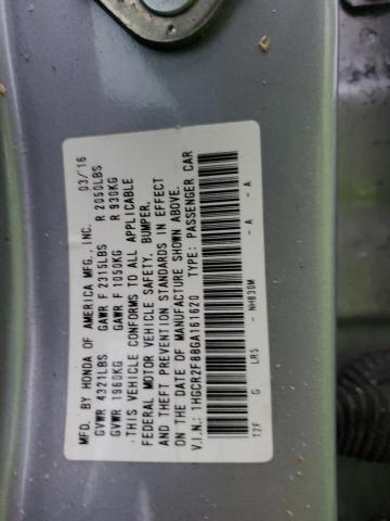 1HGCR2F88GA161620 - 2016 HONDA ACCORD EXL SILVER photo 12