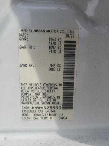 1N4BL4CV9PN328390 - 2023 NISSAN ALTIMA SR WHITE photo 12