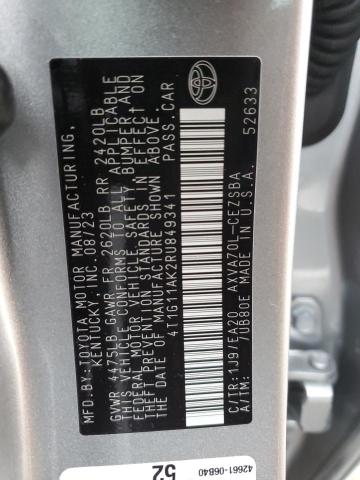 4T1G11AK2RU849341 - 2024 TOYOTA CAMRY SE NIGHT SHADE SILVER photo 12