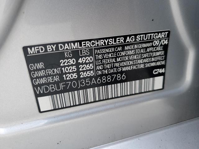 WDBUF70J35A688786 - 2005 MERCEDES-BENZ E 500 SILVER photo 12