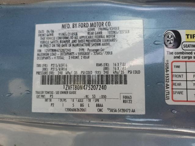 1ZVFT80N475207240 - 2007 FORD MUSTANG BLUE photo 12