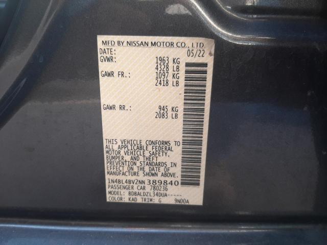 1N4BL4BV2NN389840 - 2022 NISSAN ALTIMA S GRAY photo 12