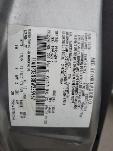 1FAHP33N38W255957 - 2008 FORD FOCUS SE SILVER photo 12