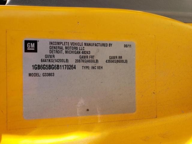 1GB6G5BG6B1170264 - 2011 CHEVROLET EXPRESS G4 YELLOW photo 10