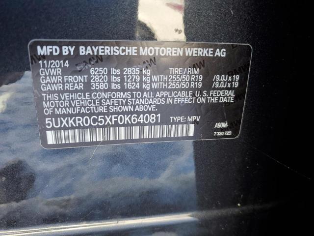 5UXKR0C5XF0K64081 - 2015 BMW X5 XDRIVE35I BLACK photo 12