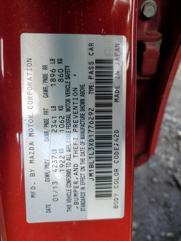 JM1BL1L3XD1776292 - 2013 MAZDA SPEED 3 RED photo 12