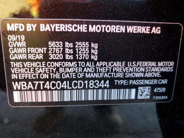 WBA7T4C04LCD18344 - 2020 BMW 740 XI BLACK photo 12