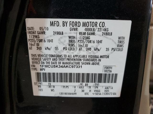 1FMCU5K34AKC97331 - 2010 FORD ESCAPE HYBRID GRAY photo 12