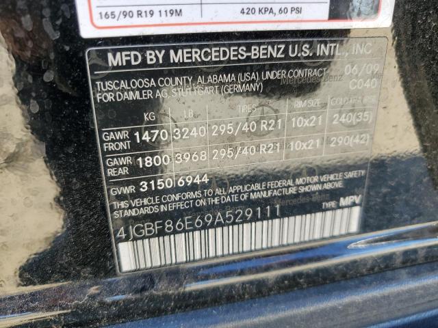 4JGBF86E69A529111 - 2009 MERCEDES-BENZ GL 550 4MATIC BLACK photo 14