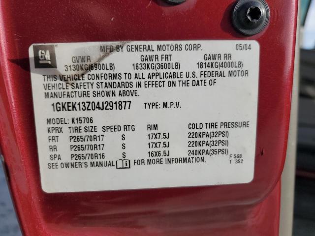 1GKEK13Z04J291877 - 2004 GMC YUKON RED photo 14