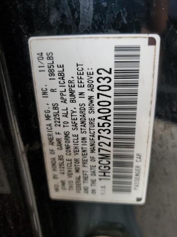 1HGCM72735A007032 - 2005 HONDA ACCORD EX BLACK photo 12