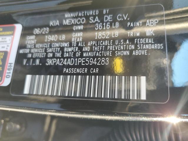 3KPA24AD1PE594283 - 2023 KIA RIO LX BLACK photo 12