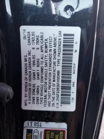 2HGFG3B56FH500489 - 2015 HONDA CIVIC LX BLACK photo 12