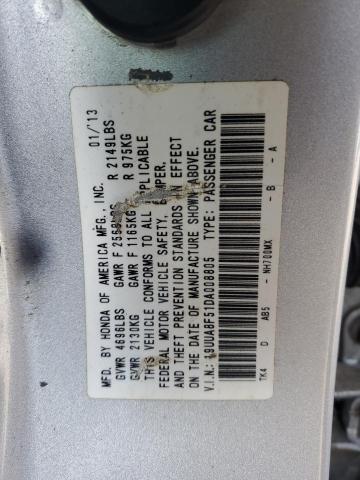 19UUA8F51DA008805 - 2013 ACURA TL TECH SILVER photo 12