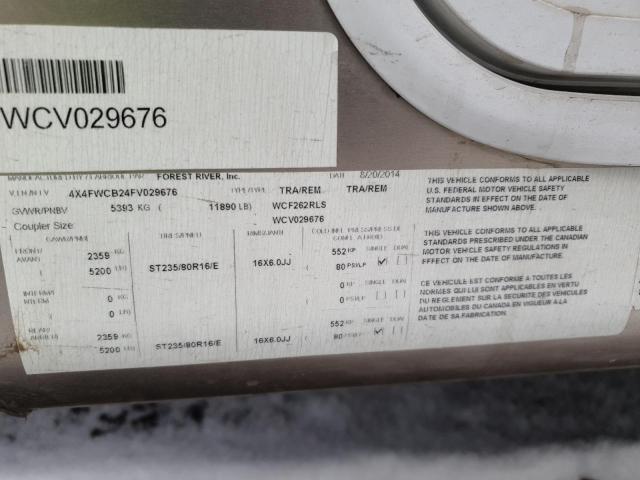 4X4FWCB24FV029676 - 2015 FORS TRAILER 白色 照片 10