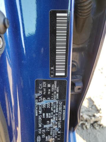 3KPFL4A77JE280142 - 2018 KIA FORTE LX BLUE photo 12