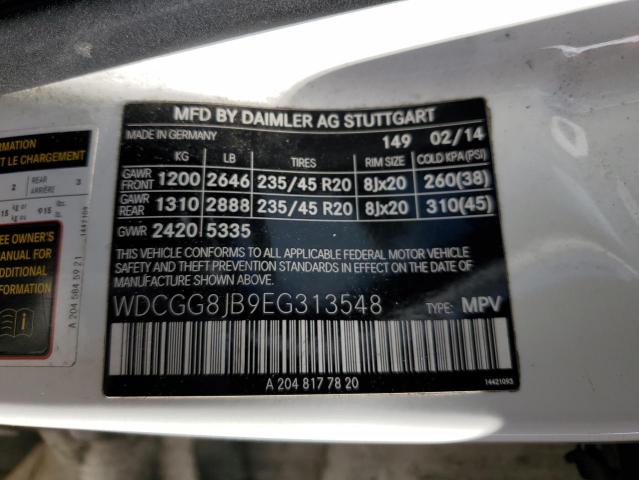 WDCGG8JB9EG313548 - 2014 MERCEDES-BENZ GLK 350 4MATIC WHITE photo 12