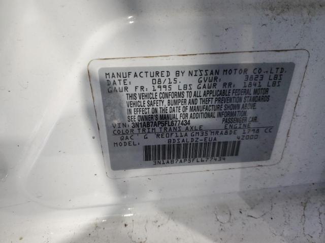 3N1AB7AP5FL677434 - 2015 NISSAN SENTRA S WHITE photo 13