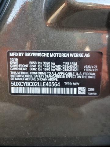 5UXCY8C02LLE40564 - 2020 BMW X6 M50I GRAY photo 13