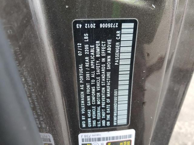 WVWFW8AH8DV001501 - 2013 VOLKSWAGEN EOS LUX 黑色 照片 12