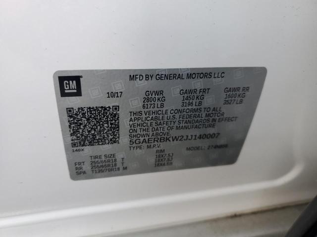 5GAERBKW2JJ140007 - 2018 BUICK ENCLAVE ESSENCE 白色 照片 13