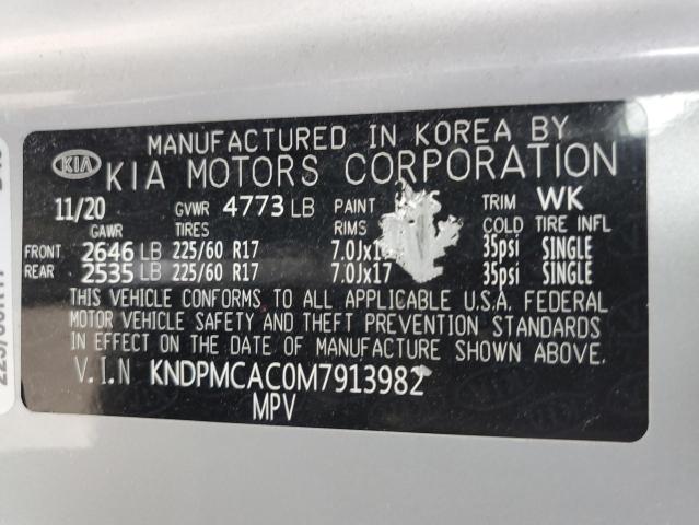 KNDPMCAC0M7913982 - 2021 KIA SPORTAGE LX SILVER photo 10