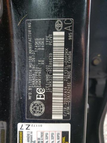 2T1KR32E18C686639 - 2008 TOYOTA COROLLA MA XR BLACK photo 12