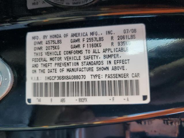 1HGCP368X8A088070 - 2008 HONDA ACCORD EXL BLACK photo 13