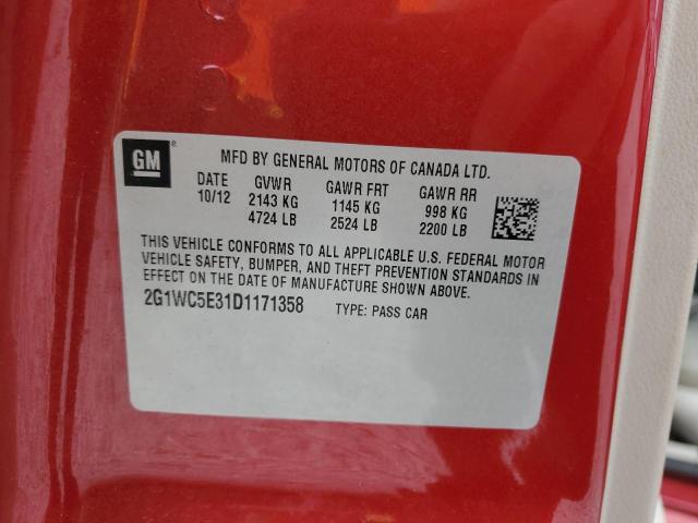 2G1WC5E31D1171358 - 2013 CHEVROLET IMPALA LTZ RED photo 12