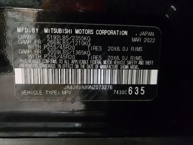 JA4J4VA89NZ073276 - 2022 MITSUBISHI OUTLANDER SEL BLACK photo 14