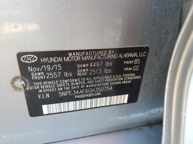 5NPE34AF6GH350754 - 2016 HYUNDAI SONATA SPORT GRAY photo 12