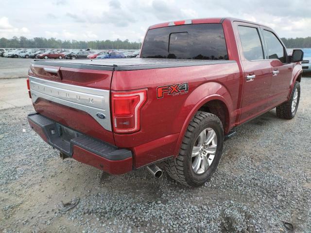 1FTEW1EG9FFA22388 - 2015 FORD F150 SUPERCREW RED photo 4