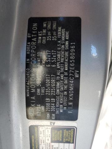 KNDMH4C77E6580961 - 2014 KIA SEDONA EX SILVER photo 13