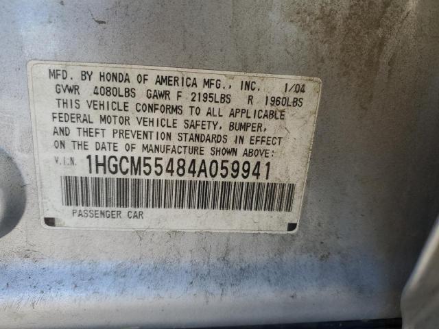 1HGCM55484A059941 - 2004 HONDA ACCORD LX SILVER photo 12