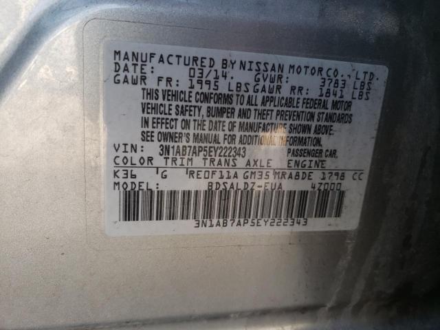 3N1AB7AP5EY222343 - 2014 NISSAN SENTRA S SILVER photo 12