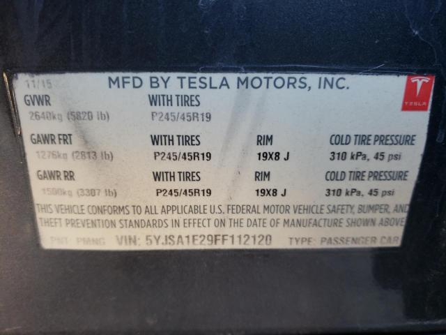 5YJSA1E29FF112120 - 2015 TESLA MODEL S გრაფიტი ფოტო 12